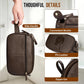 Men's Structured Dark Brown Leather Grooming Organizer