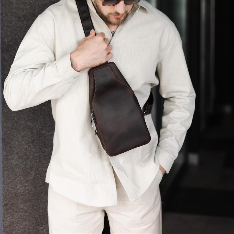 Men's Handmade Leather Sling Bag – Vintage Cowhide