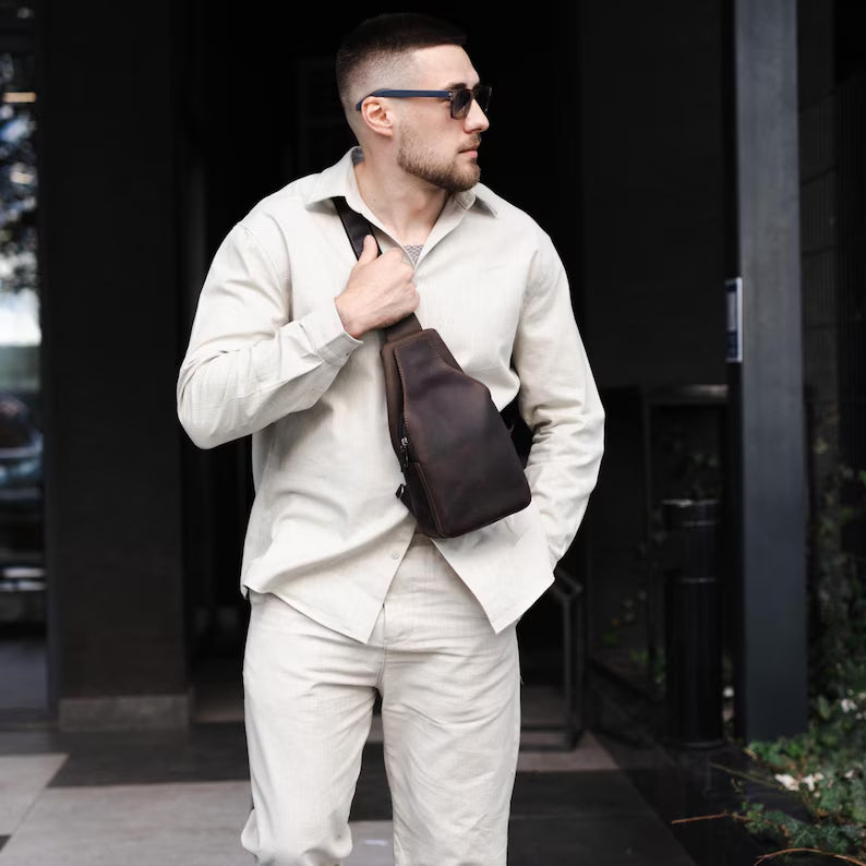 Men's Handmade Leather Sling Bag – Vintage Cowhide