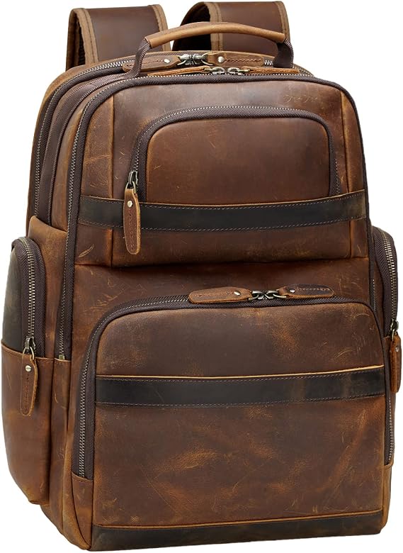 Men's Thick Cowhide Leather Travel Daypack – 15.6