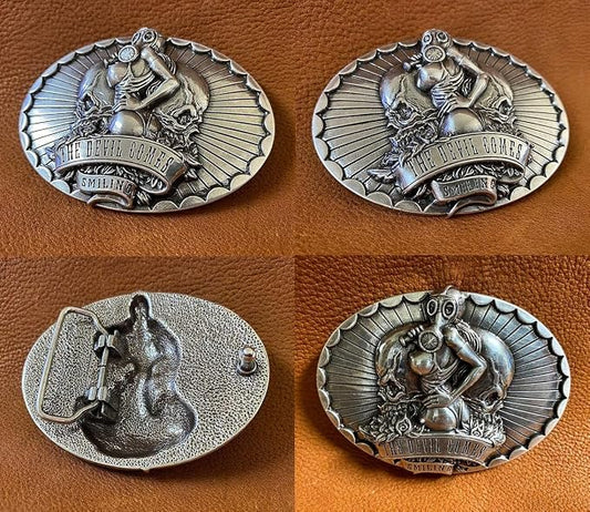 Engraved Replacement Belt Buckle - Skull & Western Motifs