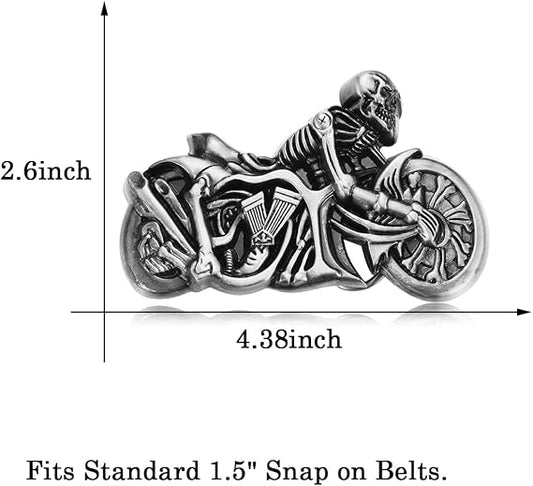 Skull Rider Motorcycle Belt Buckle - Biker Punk Style