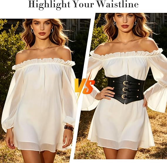 Women's Underbust Corset Belt – Gold Buckle Rings