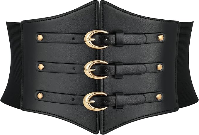 Women's Underbust Corset Belt – Gold Buckle Rings