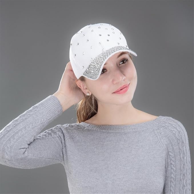 Unisex Rhinestone Crystal Sport Cap – Ponytail Opening