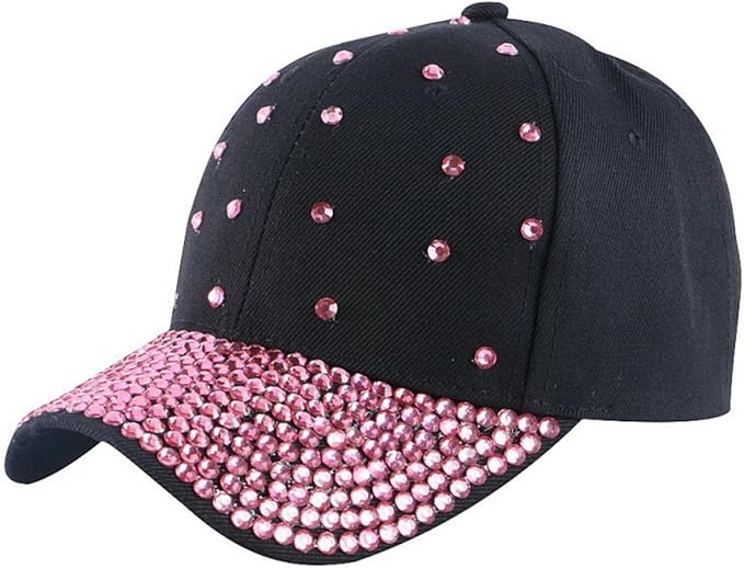 Unisex Rhinestone Crystal Sport Cap – Ponytail Opening