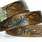 Unisex Western Belt – Golden Floral Buckle