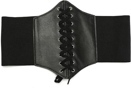 Women's Vintage Elastic Leather Corset Belt – Brown