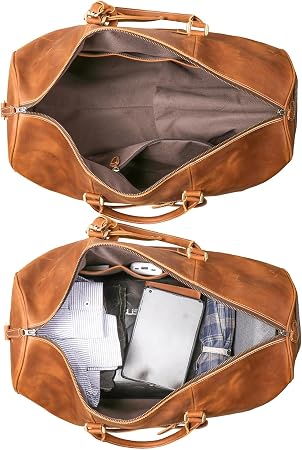 Men's Vintage Top-Grain Leather Duffel - Shoe Pocke