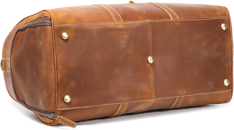 Men's Vintage Top-Grain Leather Duffel - Shoe Pocke