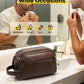 Vintage Wide-Opening Leather Toiletry Bag