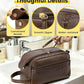 Vintage Wide-Opening Leather Toiletry Bag