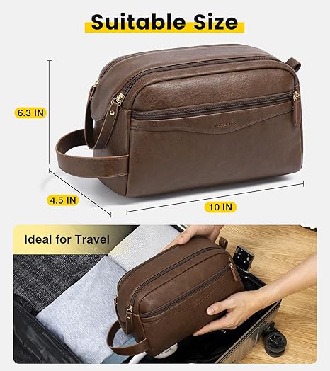 Vintage Wide-Opening Leather Toiletry Bag