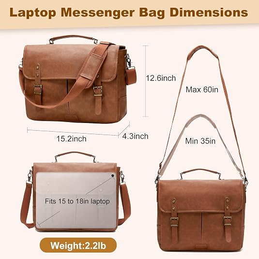 Men's Waterproof Leather Messenger Bag – Magnetic Clasp