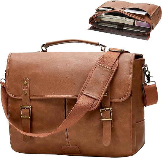Men's Waterproof Leather Messenger Bag – Magnetic Clasp