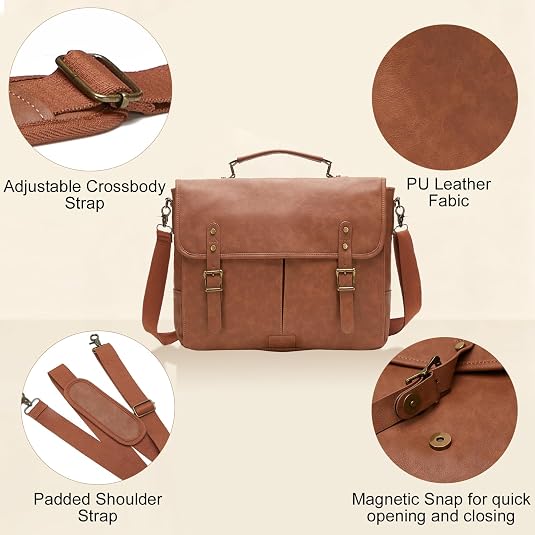 Men's Waterproof Leather Messenger Bag – Magnetic Clasp