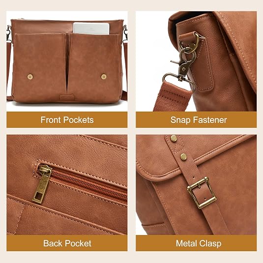 Men's Waterproof Leather Messenger Bag – Magnetic Clasp