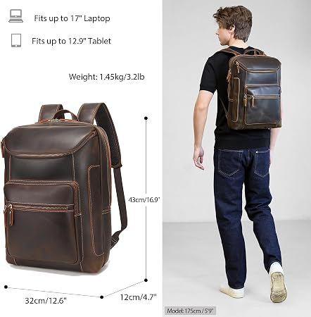 Men's Waxed Full Grain Leather Business Rucksack – 17