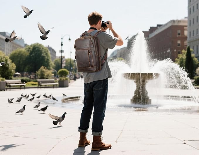Men's Weathered Full Grain Cowhide Weekender Backpack