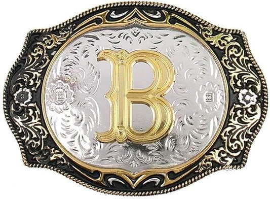 Western Initial Letter Belt Buckle – Personalized Cowboy Style