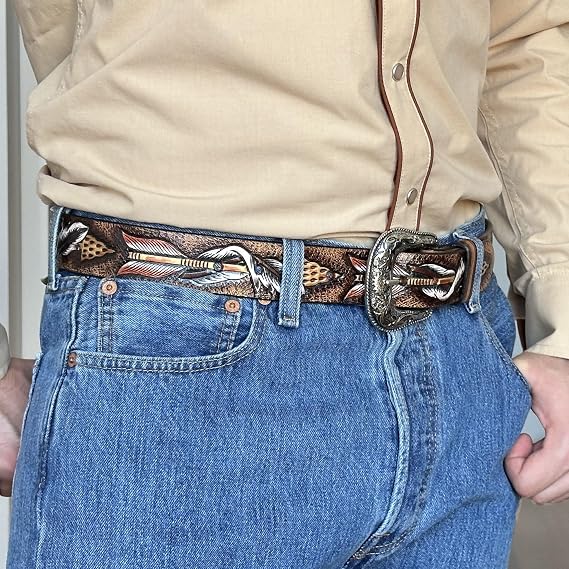 Men's Hand-Tooled Floral Western Belt – Full Grain Leather