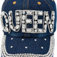 Women's Y2K Bedazzled Letters Denim Cap – Rhinestone Studded