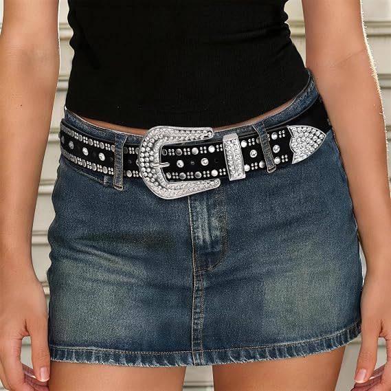 Women's Y2K Punk Rivet Rhinestone Studded Belt
